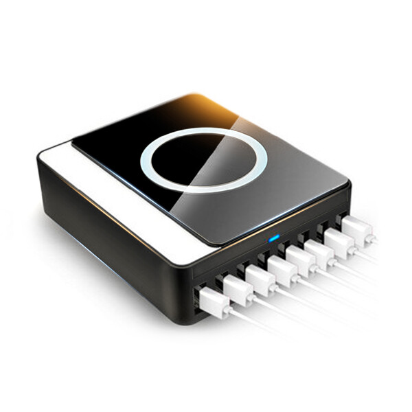 QI-Ladestation mit 8 USB-Ports und QI-Ladeflche