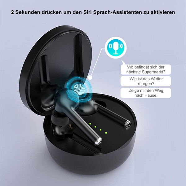 Bluetooth Inear-Kopfhrer mit Ladebox und Siri-Spachassistent